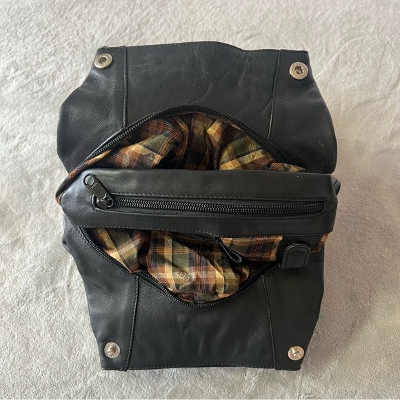 Derek Alexander Black & Brown Leather Sling Backpack Shoulder Bag Purse - Picture 10 of 16